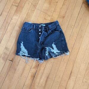 PacSun Dark Blue Distressed Jean Shorts